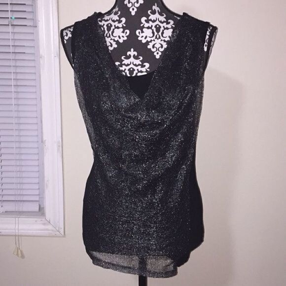 Nwot Cynthia Rowley black and silver top, size M - Picture 1 of 4